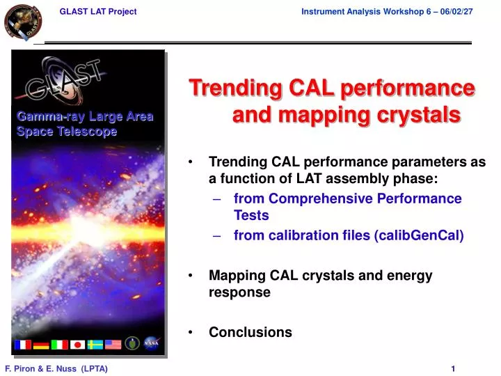 trending cal performance and mapping crystals