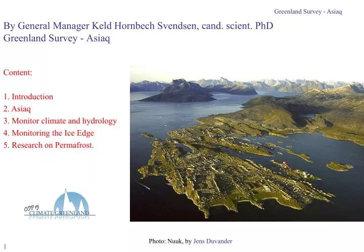 by general manager keld hornbech svendsen cand scient phd greenland survey asiaq