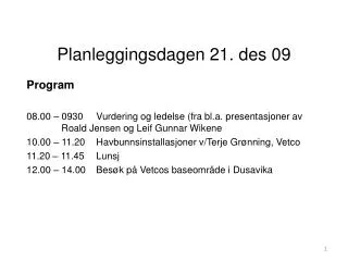 planleggingsdagen 21 des 09