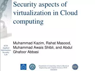 Security aspects of virtualization in Cloud computing