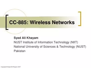 CC-885: Wireless Networks