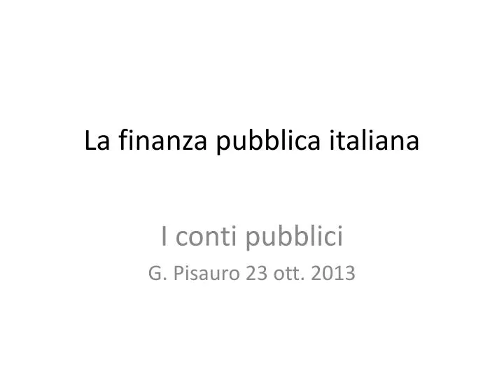la finanza pubblica italiana