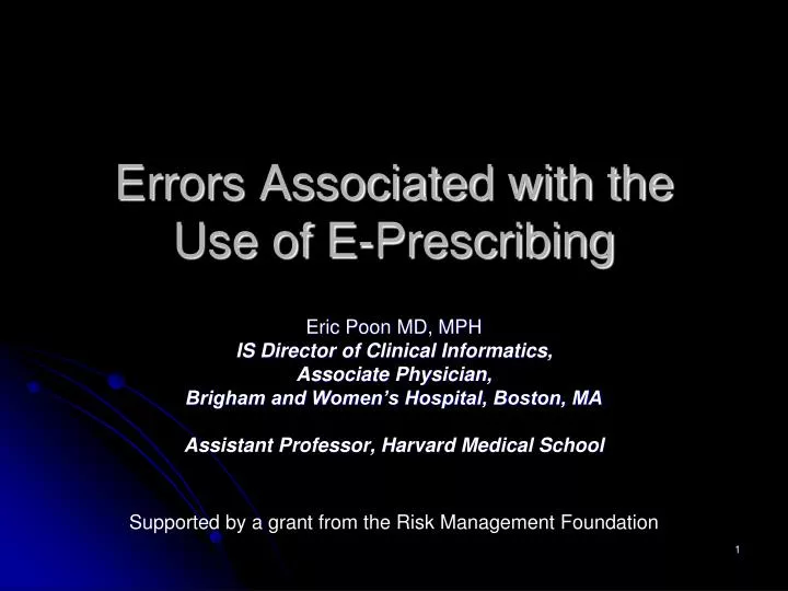 errors associated with the use of e prescribing