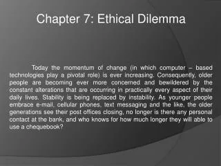 Chapter 7: Ethical Dilemma