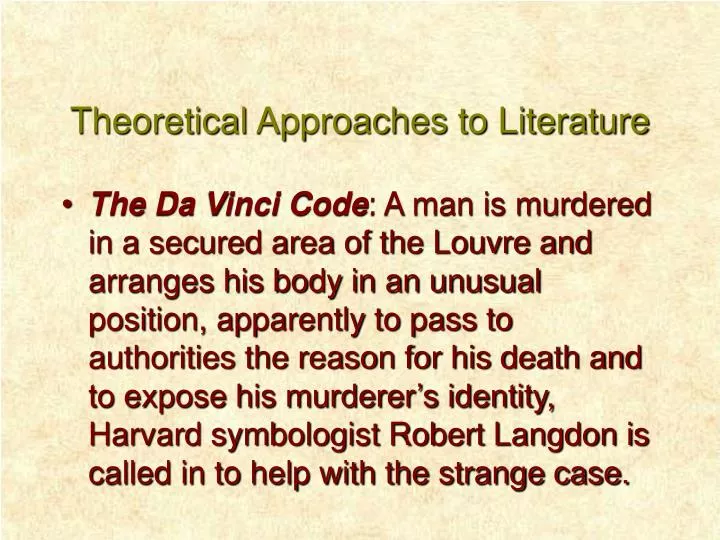 theoretical approaches to literature