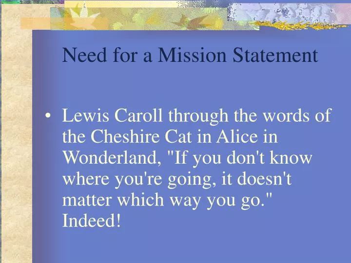 need for a mission statement
