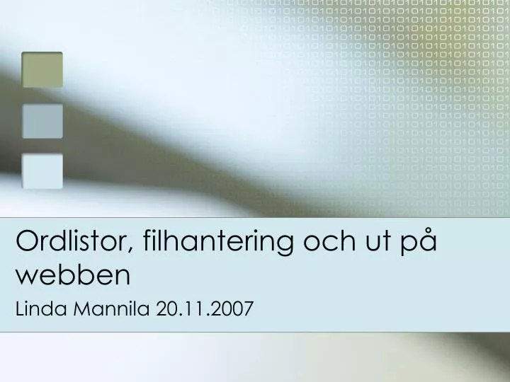 ordlistor filhantering och ut p webben