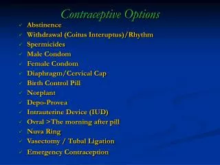 Contraceptive Options