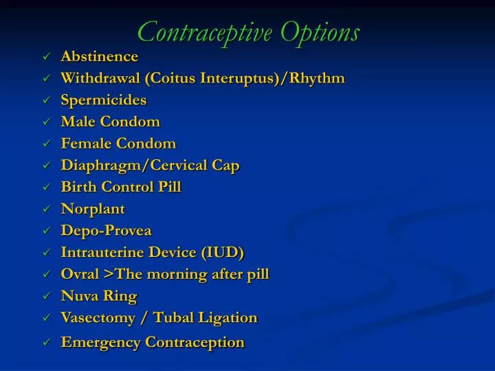 contraceptive options
