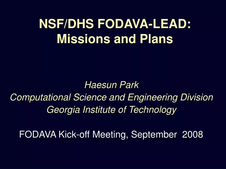 nsf dhs fodava lead missions and plans