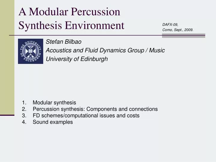 a modular percussion synthesis environment