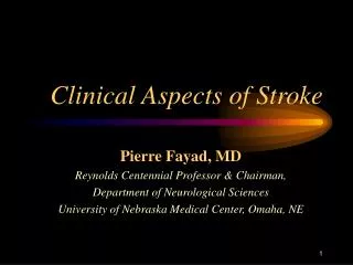 Clinical Aspects of Stroke