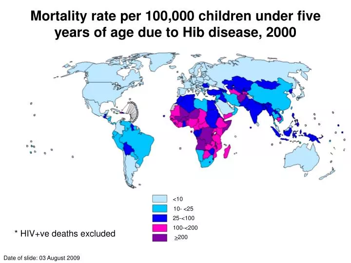 mortality rate per 100 000 children under five years of age due to hib disease 2000