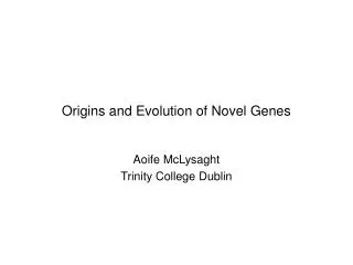 Origins and Evolution of Novel Genes