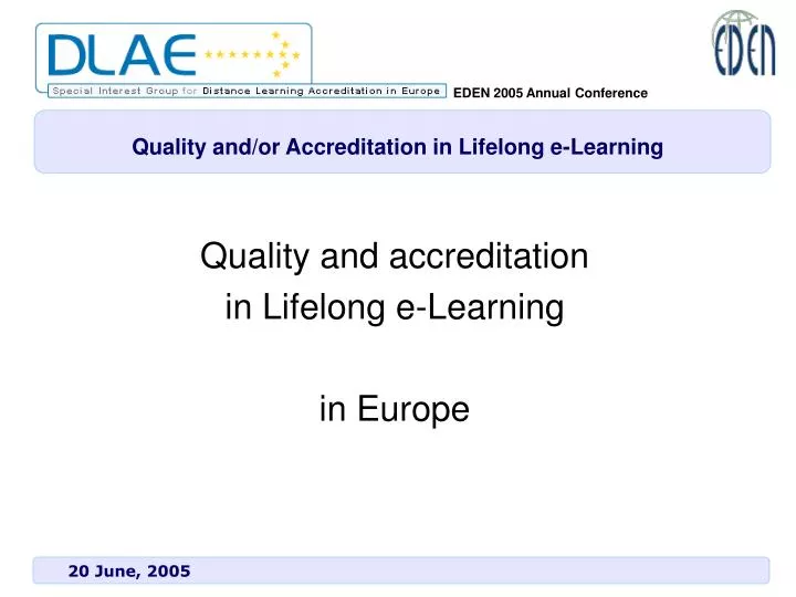 quality and or accreditation in lifelong e learning