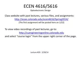 ECEN 4616/5616 Optoelectronic Design