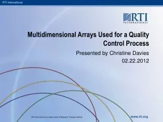Multidimensional Arrays Used for a Quality Control Process