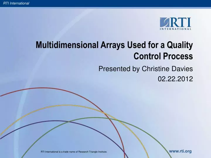 multidimensional arrays used for a quality control process