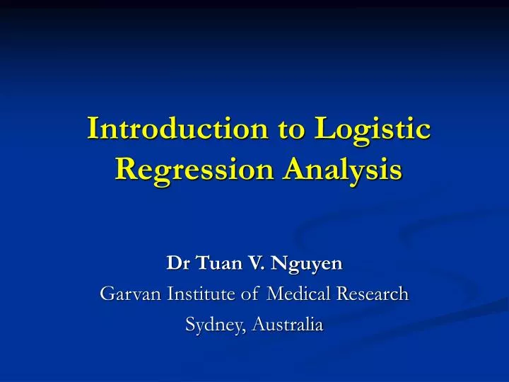 introduction to logistic regression analysis