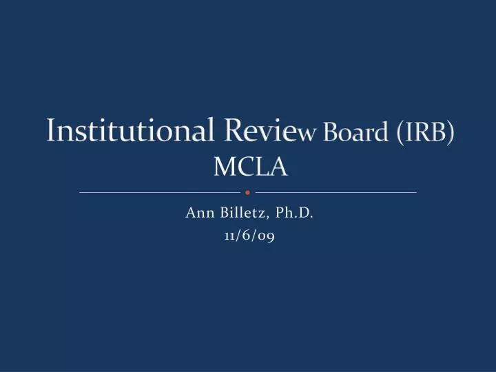 institutional revie w board irb mcla