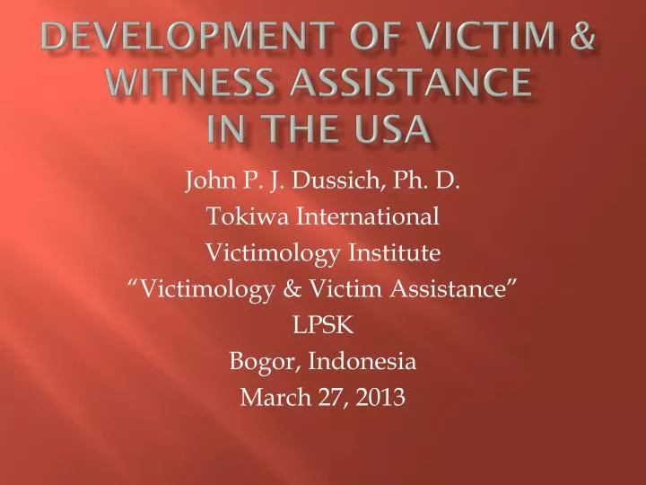 development of victim witness assistance in the usa