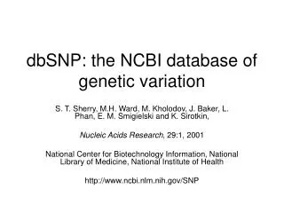 dbSNP: the NCBI database of genetic variation