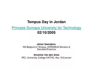 Tempus Day in Jordan Princess Sumaya University for Technology 02/10/2005