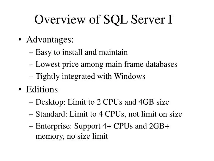 overview of sql server i