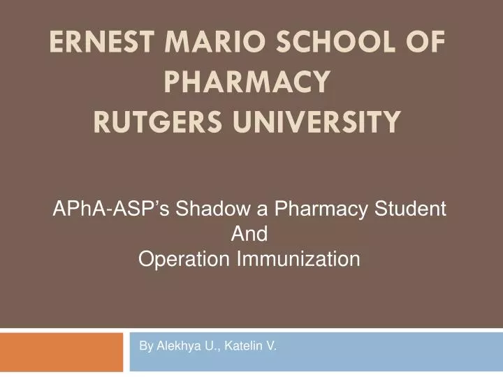 ernest mario school of pharmacy rutgers university