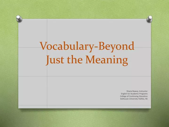 vocabulary beyond just the meaning