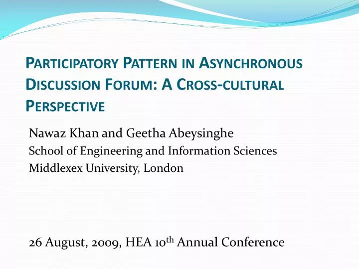 participatory pattern in asynchronous discussion forum a cross cultural perspective