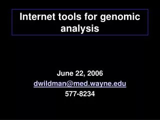 internet tools for genomic analysis