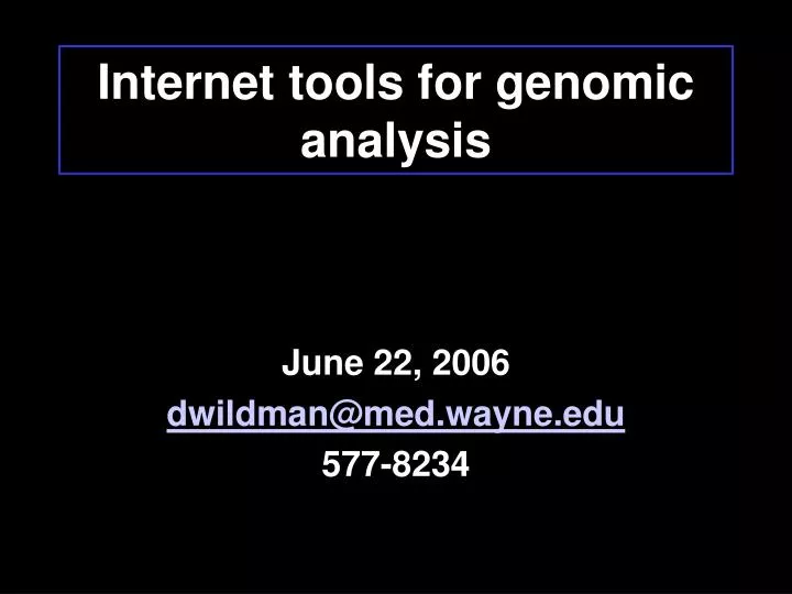 internet tools for genomic analysis