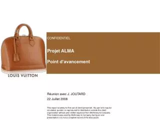 projet alma point d avancement