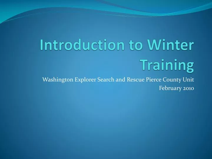 introduction to winter training