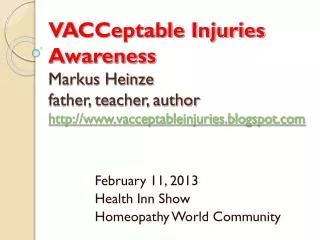 February 11, 2013 Health Inn Show Homeopathy World Community