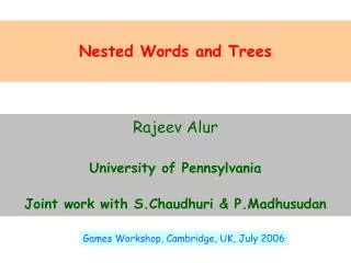 Nested Words and Trees