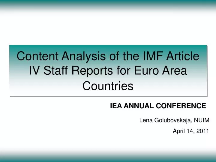 content analysis of the imf article iv staff reports for euro area countries