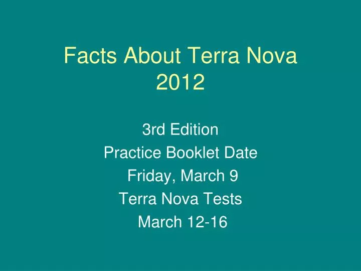 facts about terra nova 2012