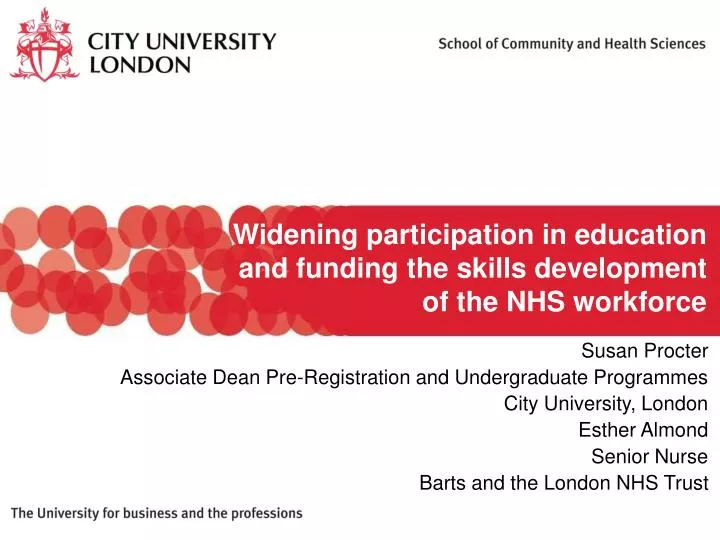 widening participation in education and funding the skills development of the nhs workforce