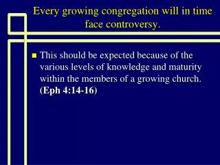 Every growing congregation will in time face controversy.