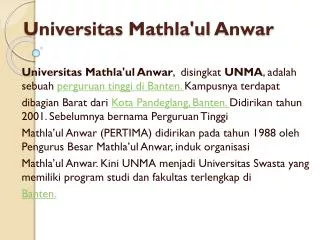 universitas mathla ul anwar