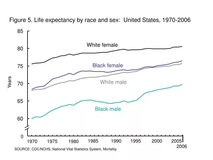 figure 5 life expectancy by race and sex united states 1970 2006