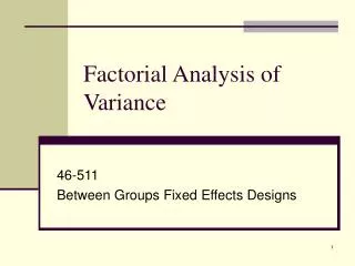 Factorial Analysis of Variance