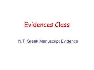 Evidences Class