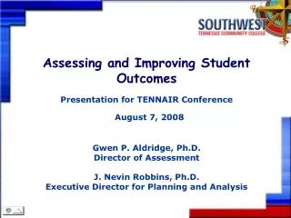 Assessing and Improving Student Outcomes
