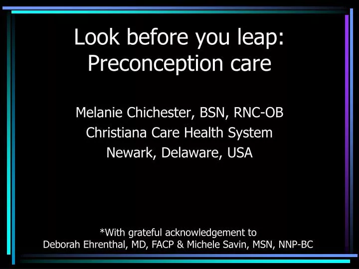 look before you leap preconception care