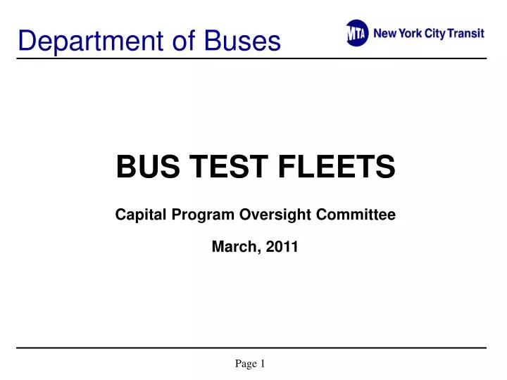 bus test fleets capital program oversight committee march 2011