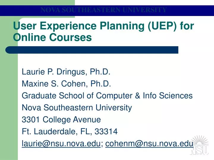 user experience planning uep for online courses