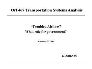 Orf 467 Transportation Systems Analysis